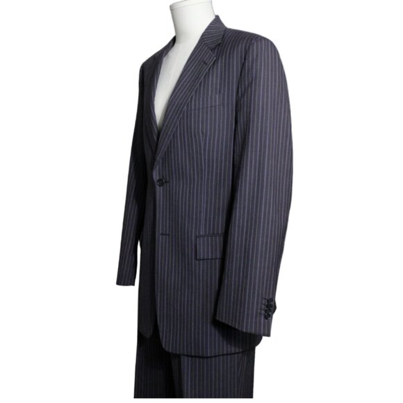 Perry Ellis 2 Piece Suit SZ 40T x 34 Grey w/Mauve & Grey Pinstripes 100% Wool - Picture 3 of 16